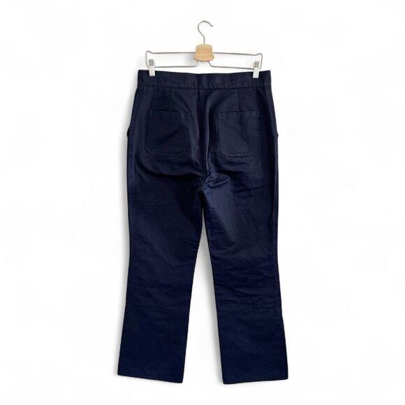 MARNI Navy Blue Cropped Cotton Linen Blend Trousers High Rise Size 42 US 6 - Picture 3 of 12